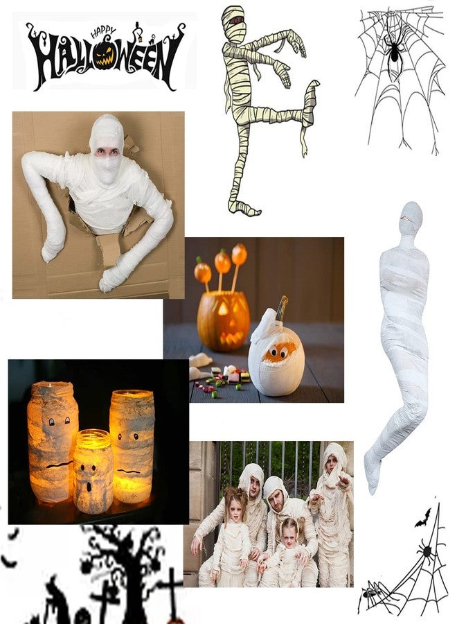 Furimuk 2 Rolls Halloween Mummy Bandage Wrap for Party Photo, Zombie Self Adhesive Gauze Bandage Roll for Cosplay Costume Wrap, Party Photography Props - Image 3